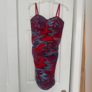 Forever 21 Red & Blue Swirl Mini Dress